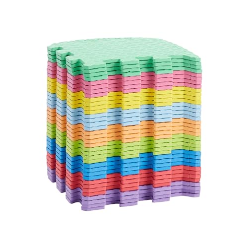 Amazon Basics Kids Interlocking Puzzle Exercise Play Mat, EVA Foam Floor Tiles, 36-Pack with 54 Borders, 12" x 12", Colorful, Soft