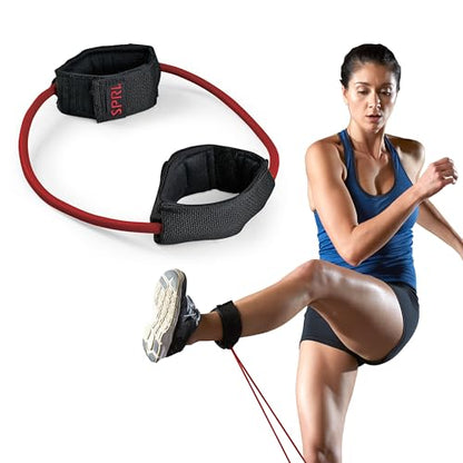 SPRI Xercuff Leg Resistance Band Exercise Cord with Non-Slip Padded Ankle Cuffs (All Bands Sold Separately) Portable for the Gym or At Home Workout Equipment - style: Red (Medium)
