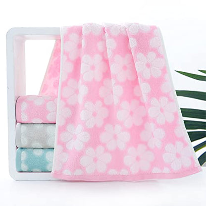 Hand Towels Set of 4 Floral Pattern 100% Cotton Soft Absorbent Decorative Towel for Bathroom (Pink)