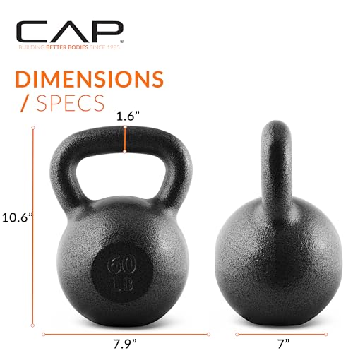 CAP Barbell Cast Iron Kettlebell - Singles and Sets, Multiple Weight Choices - size: 60.0 Pounds