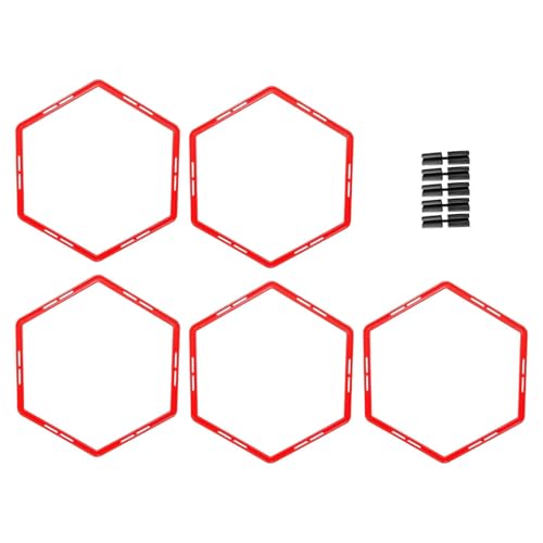 kowaku 5 Pieces Hex Agility Rings Outdoor Exercise Rings Multipurpose Soccer Training Rings Set 50cm Speed Training Rings for Hockey