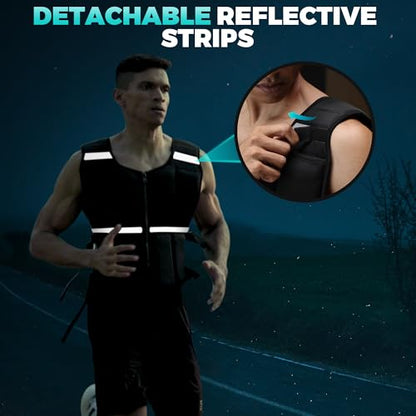 45lb/35lb/19lb Weighted Vest Men Women, Adjustable Rucking Vests for Walking with Zipper/Removable Silicone Weights, Strength Training Workout Vest for Running GYM Home, Detachable Reflective Strips - size: 2-19 LBS
