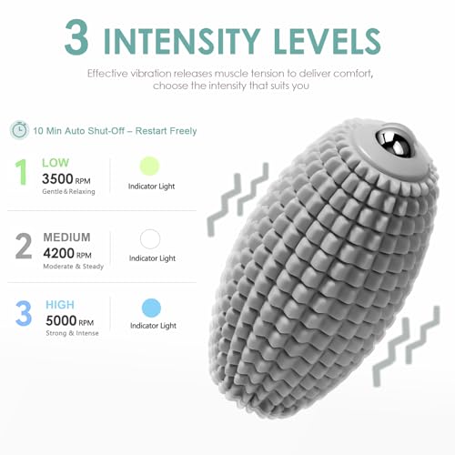 Silicone Vibrating Massage Ball with Rolling Head, 3-Speed Myofascial Massage Roller for Plantar Fasciitis Relief, Hip & Psoas Release, Trigger Point Therapy for Neck, Back, Foot(Gray) - color: Gray
