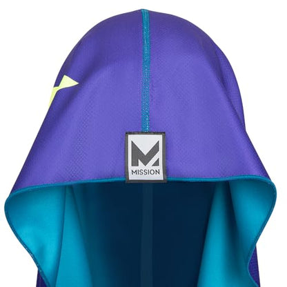 MISSION Reversible Cooling Hoodie Towel- Hood Towel, Cools Instantly When Wet, UPF 50 Sun Protection, Contours Your Head to Stay in Place, Great for Sports, Fitness, Gym (Teal Purple) - color: Teal Purple