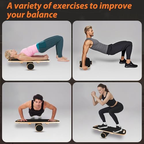 Balance Board for Adults | Wobble Board with Adjustable Stoppers - 3 Different Distance Options | Wooden Balance Boards for Improve Balance, Surf Trainer & Physical Therapy