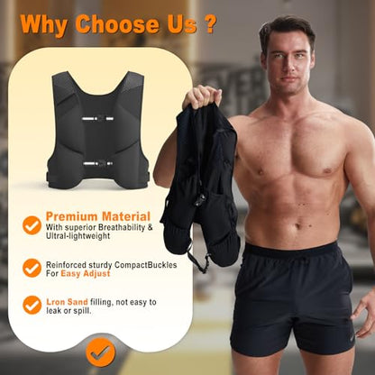 Weighted Vest, 12lbs Weighted Vest Adjustable - Weight Vest with Reflective for Men Women, Body Light Walk Weight Vest for Running Walking Workout Fitness