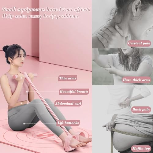 6-Tube Pedal Puller Resistance Rope,Foot Pedal Resistance Band,Yoga Elastic Exercise Bands, for Women Jump Fitness, Abdomen/Arm Weight/Waist/Leg Stretching Slimming Training - color: Pink