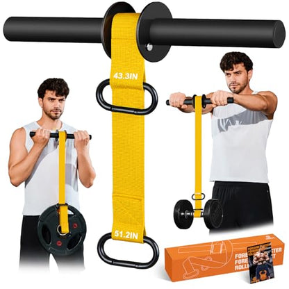 Forearm Strengthener and Wrist Roller, 43.3 inch Or 51.2 inch Ultra Strong Nylon Webbing, Forearm Exerciser with Quick Locking Mechanism, Ideal for Hand, Wrist and Forearm Strength Training