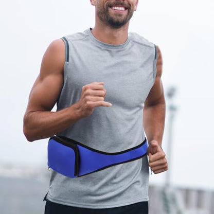 Neoprene Microphone Waist Bag with Zipper Trainer Running Belt Sweat-resistant Blue Waist Pack for Gym and Outdoor Sports
