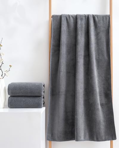 Lumimi Towel Set of 6 Very Soft Microfiber 3 Bath and 3 Hand Towels Quick Dry Light Weight for Bathroom Gym Salon, 6 Pack Dark Grey - color: Dark Grey, size: 3 Bath + 3 Hand