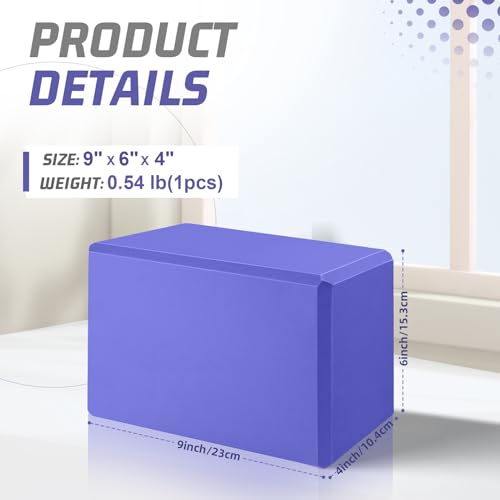 2025 Biguphate Yoga Blocks 9x 6x4 Inch，1 Pack EVA Foam Yoga Block Supportive Latex-Free, Non-Slip Exercise Blocks, Yoga Accessories for Pilates, Meditation, Balance, Stretching and Deep Poses