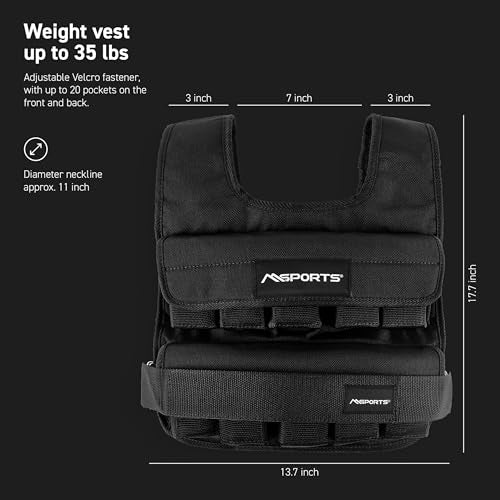 MSPORTS Weighted Vest Premium for Women & Men – Adjustable 11–65 lb, Running Vest, Walking Weight Vest, Tactical Style Training Vest for CrossFit, Strength, Cardio & Home Workouts - size: 11 lb