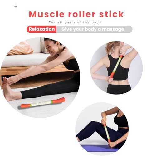 Muscle Roller Stick Massage Roller for Lymphatic Drainage, Cellulite Massager, Leg Massager for Circulation and Pain Relief, Deep Tissue & Trigger Point Massage - color: Red