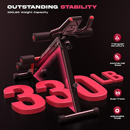 FLYBIRD AW1 Ab Workout Machine, Ab Crunch Machine Ab Workout Equipment Foldable for Home Gym, Bottom-Up Abdominal Trainer for Core Waist Workout and Body Shaping with Adjustable Heights and Angles, Red