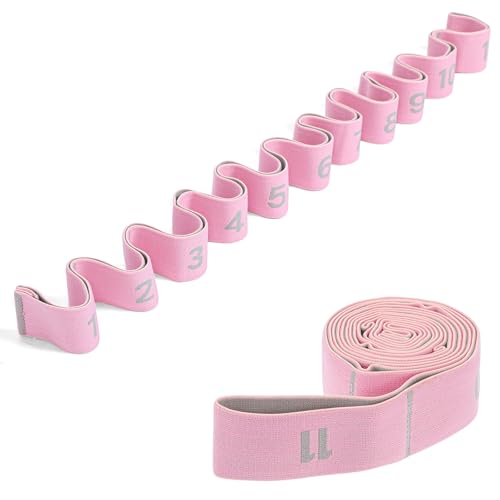 Yoga Bands For Stretching Stretch Straps with Loops Elastic Stretching Strap With Loops Physical Pilates Stretch Band For Flexibility(Pink)