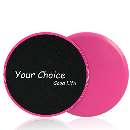 Core Sliders - Dual Sided Exercise Gliding Discs for Carpet & Hardwood, 7" Workout Sliders - color: Pink