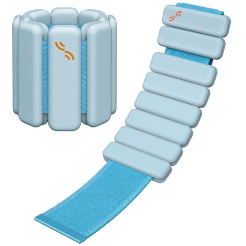Sportneer Wrist & Ankle Weights for Women Men - 1 Pair (1 lb/2 lb Each) | Adjustable Weighted Bracelet Silicone Bangles for Yoga, Dance, Pilates, Cardio, Aerobics, Gym, Pool Exercises and Jogging - color: Blue Aura, size: 1 LB x 2