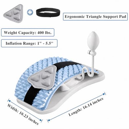 UJoowalk Back Stretcher for Lower Back Relief, Air Adjustable Lumbar Support Board with Extra-Wide Panel, 98 Massage Nodes, Spine Stretching Device for Posture Support & Flexibility (Blue)