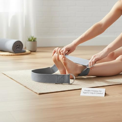 Yoga Stretch Strap, Polyester Exercise Strap for Flexibility Training and Assisted Stretches (1 PC) - color: Dark Gray