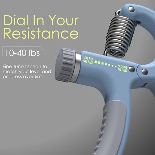EQYP Hand Grip Strengthener Set Adjustable Resistance – Forearm & Finger Exerciser Kit, Light Medium Heavy, Includes Counter Grip & Donut Squeeze Balls for Strength Training & Home Use - color: Mid Blue – Hand Grip