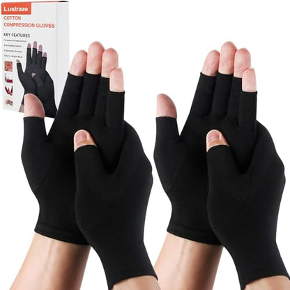 2 Pairs Arthritis Gloves for Women and Men, Pain Relief Compression Gloves Women,Fingerless Breathable Design