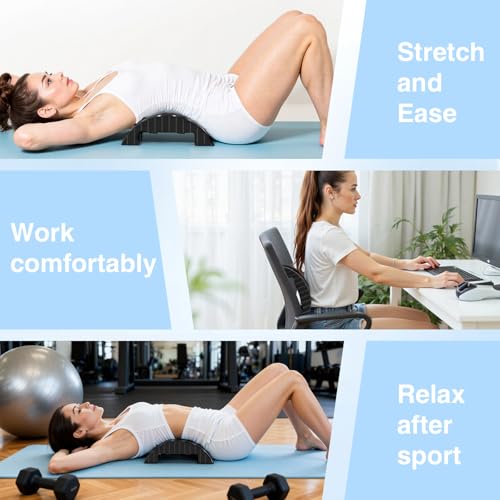 Back Stretcher for Lower Back Pain Relief–Lumbar&Neck Traction Device for Spinal Decompression,Lumbar Board for Back Muscle Relaxation,Ergonomic Design with Anti-Slip Rubber Pads