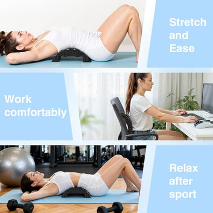 Back Stretcher for Lower Back Pain Relief–Lumbar&Neck Traction Device for Spinal Decompression,Lumbar Board for Back Muscle Relaxation,Ergonomic Design with Anti-Slip Rubber Pads