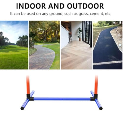 Dog Agility Training Equipment, 4-Sets Adjustable Dog Jumps & Hurdles Set for Backyard, Outdoor Dog Obstacle Course Training Starter Kit with Weave Poles, Pause Box & Carrying Bag for Large Small Dogs