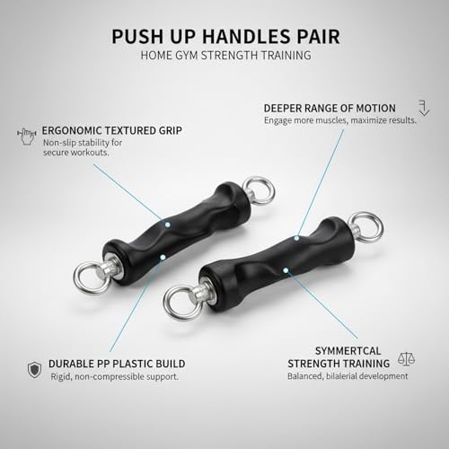 Push Up Handles Pair, PP Plastic Push-up Stands with Textured Grip for Home Gym Strength Training (1 Pair) - size: 8.66 x 3.15 x 1.57 in