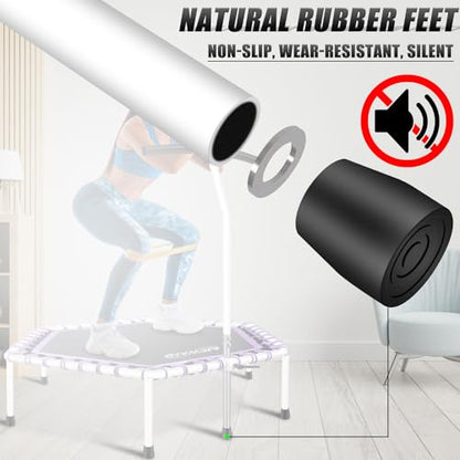 Newan 48'' Fitness Trampoline with Adjustable Handle Bar, Silent Trampoline Bungee Rebounder Jumping Cardio Trainer Workout for Adults - Max Limit 330 lbs - color: Purple