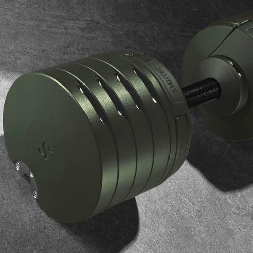 SMRTFT NUOBELL Adjustable Dumbbells 5–100 lb Set | Original NUOBELL | 26 Weights in 1 for Home Gym Strength Training | Steel-Knurled Handle | Space-Saving Dumbbell Set of 2 | 2-Year Warranty - color: Tactical