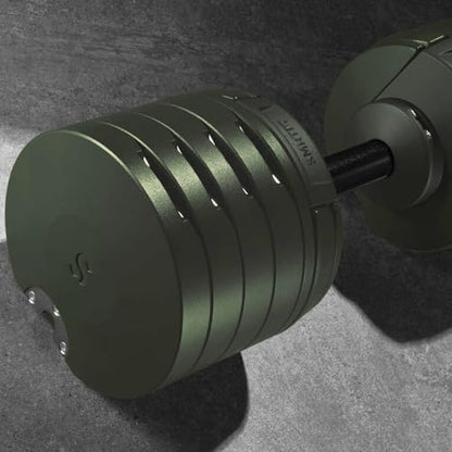 SMRTFT NUOBELL Adjustable Dumbbells 5–100 lb Set | Original NUOBELL | 26 Weights in 1 for Home Gym Strength Training | Steel-Knurled Handle | Space-Saving Dumbbell Set of 2 | 2-Year Warranty - color: Tactical