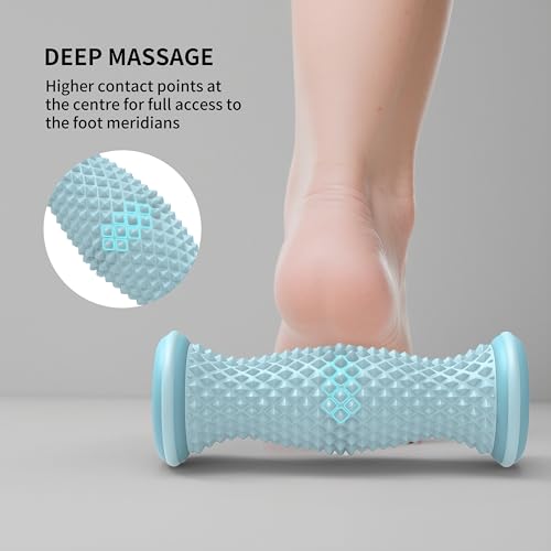 Foot Roller Massager for Plantar Fasciitis Relief, Portable Silent Deep Tissue Massager Tool for Arch and Heel Pain-Blue - color: Blue