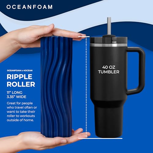 x 4ocean Roller (Royal Blue) – Limited Edition Muscle Roller for Back Pain & Yoga - High Density Foam for Physical Therapy - Textured for Deep Tissue Massage - size: Travel Size (11" x 3.35")
