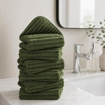 6 Pack Microfiber Hand Towels for Bathroom, 16"x30",Olive Green - color: Olive Green