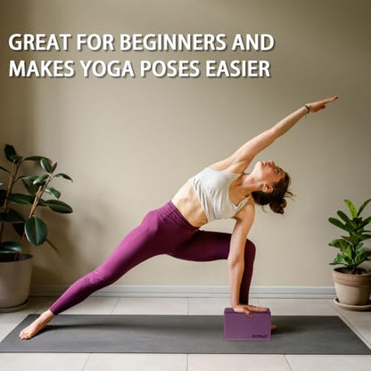 Yoga Blocks 2 Pack - Non-Slip Yoga Brick & Foam Blocks Yoga Set, High-Density Pilates Block for Stretching, Meditation, and Exercise Blocks Foam, Ideal for Deep Poses