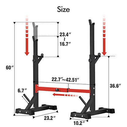 BangTong&Li Squat Rack Stand,Barbell Rack,Bench Press Rack Stand Home Gym Adjustable Weight Rack 550Lbs - color: Red