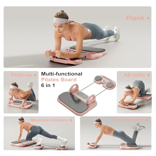 Upgraded Pilates Reformer, Pilates Board Equipment Home Pilates Machine Kit with Timer / Ab Workout Equipment / Multifunctional Push-Up Board / Resistance Bands / Balance Board for Women Home Workout