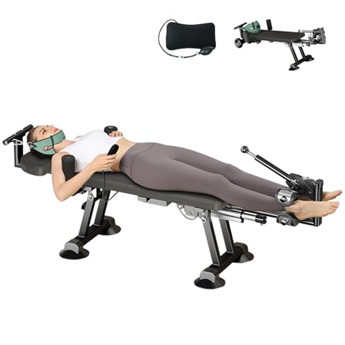 Full Body Electric Traction Bed Table, Massage Cervical & Lumber Back Stretcher Decompression Table for Tension Relief, Back Decompression Machine- Adjustable Stretch Length from 55 to 74 in (Black)