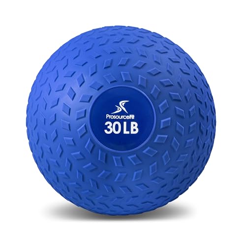 ProsourceFit Slam Medicine Balls 5, 10, 15, 20, 25, 30, 50lbs Smooth and Tread Textured Grip Dead Weight Balls for Strength and Conditioning Exercises, Cardio and Core Workouts - color: Blue, size: 30 LB