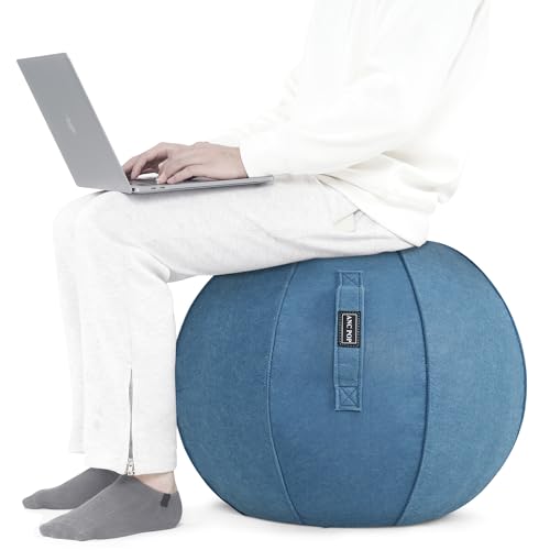 ANC POP Yoga Ball Exercise Ball, Anti Slip Stability Ball Chair, 25” Heavy Duty Large Gym Ball for Fitness, Balance and Core Workout with Cover, Easy Clean - color: Ocean Blue
