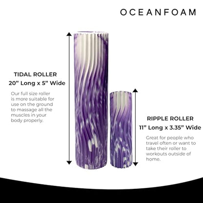 Tidal Roller - Purple Marbled - Muscle Massage Foam Roller for Back Pain & Stretching - Firm and Ergonomic Wide Wave Textured - Yoga, Athletics, & Wellness - Full Size, 20" x 5" - color: Purple Marbled