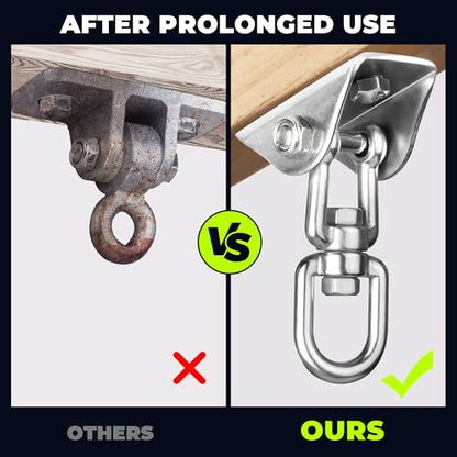 Heavy Duty Swing Hangers for Wooden Sets 2000 LB Capacity Hammock Hanger 360 Swivel Stainless Steel Swing Hardware Accessories 2 Packs for Porch Playground Yoga Heavy Bag