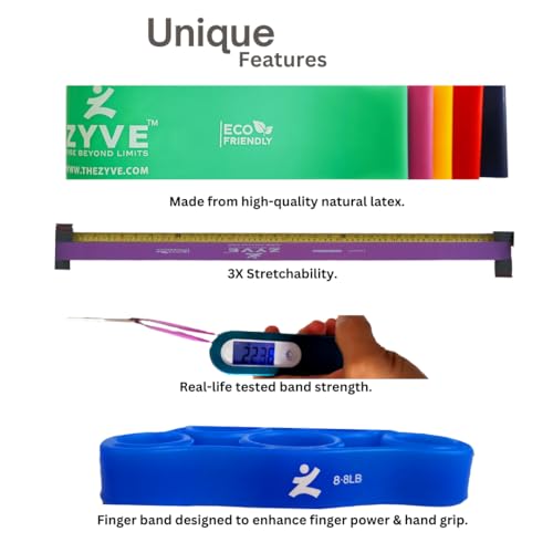 Resistance Bands Set for Women & Men – 12'' Heavy Duty Natural Rubber Exercise Loop Bands for Legs,Glutes,Strength Training,Stretching,Physical Therapy– Pack of 5 with Carry Pouch