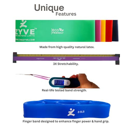 Resistance Bands Set for Women & Men – 12'' Heavy Duty Natural Rubber Exercise Loop Bands for Legs,Glutes,Strength Training,Stretching,Physical Therapy– Pack of 5 with Carry Pouch