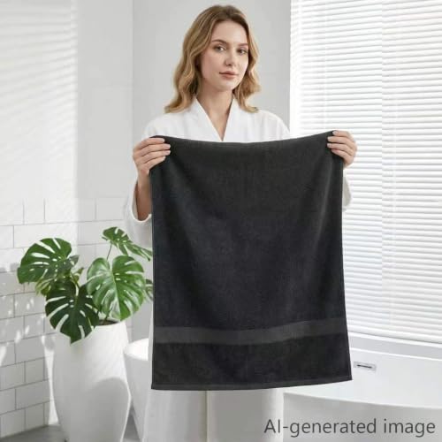 100% Cotton Hand Towel Set of 4, Oversized Ultra Soft Luxury Towels, Thick Plush, Absorbent Heavyweight, Guest Bath, Hotel, Spa, Home Bathroom, Shower,20" x 40" (Dark Grey) - color: Dark Grey