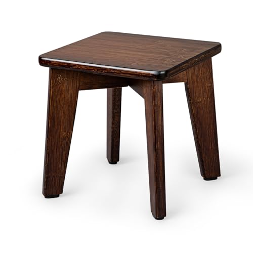StrongTek Bamboo Small Step Stool, Durable and Stylish Wooden Step for Adults and Kids, Perfect for Kitchen, Bathroom, Bedroom, or Living Room, Non-Slip, Compact, Portable, Easy to Store (Chocolate)