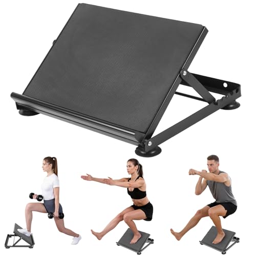 Steel Slant Board for Calf Stretching, Calf Stretcher Slant Board for Squats 5-Level Adjustable Incline Angles, Incline Board 660lbs Weight Capacity for Ankle Stretching Training Home Gym
