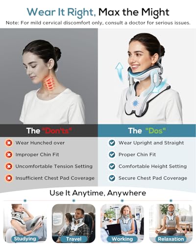 Cervical Neck Traction Device: Neck Stretcher for Cervical Pain Relief, Electric Air Pump with 3 Power Traction, Built-in 8 Airbag, Improved Stretcher for Neck Decompression and Neck Tension Relief