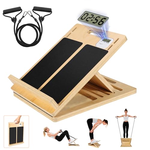 15.74x11.8 Inches Anti-Slip Slant Boards for Exercise, Adjustable Wooden Slant Board for Calf Stretching with Stretch Strap, Ideal for Leg, Knees, Heel, Ankle,Stretching, Plantar Fasciitis (220 LBS) - size: Small